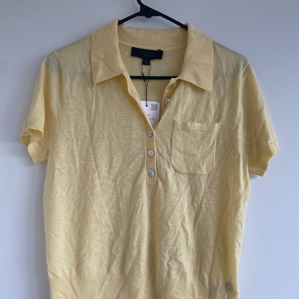 Zara Yellow Knitted Polo
